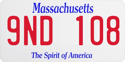 MA license plate 9ND108