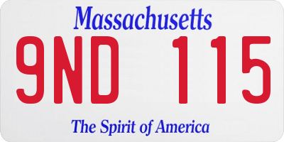 MA license plate 9ND115