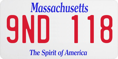 MA license plate 9ND118