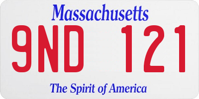 MA license plate 9ND121