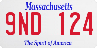 MA license plate 9ND124