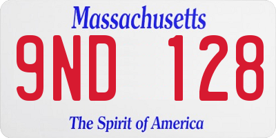 MA license plate 9ND128