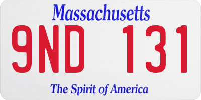 MA license plate 9ND131
