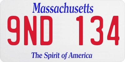 MA license plate 9ND134