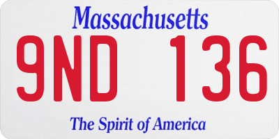 MA license plate 9ND136