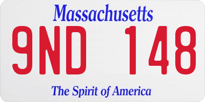 MA license plate 9ND148