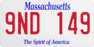MA license plate 9ND149