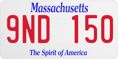 MA license plate 9ND150