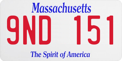 MA license plate 9ND151