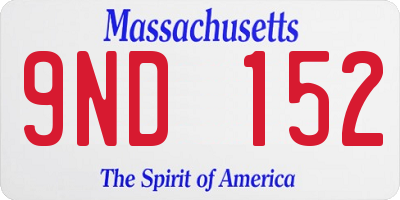 MA license plate 9ND152