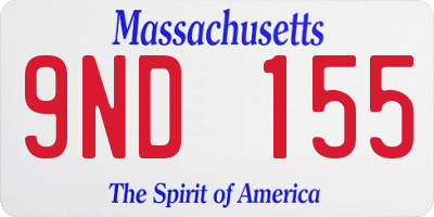MA license plate 9ND155