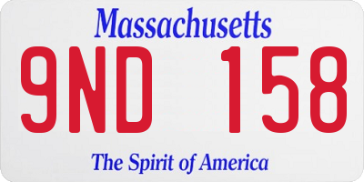 MA license plate 9ND158