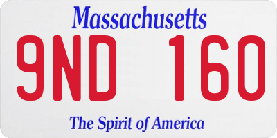 MA license plate 9ND160