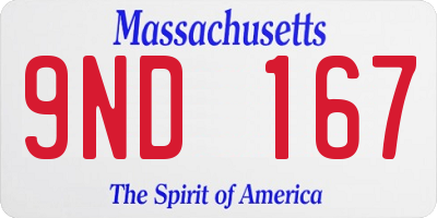 MA license plate 9ND167