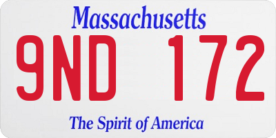 MA license plate 9ND172