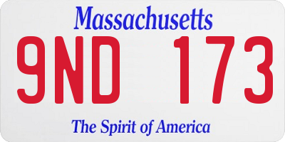 MA license plate 9ND173