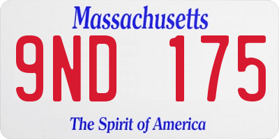 MA license plate 9ND175