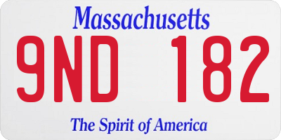 MA license plate 9ND182
