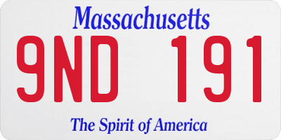 MA license plate 9ND191