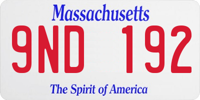 MA license plate 9ND192
