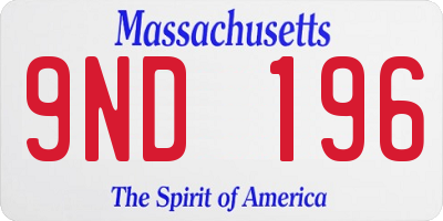 MA license plate 9ND196