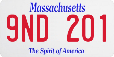 MA license plate 9ND201