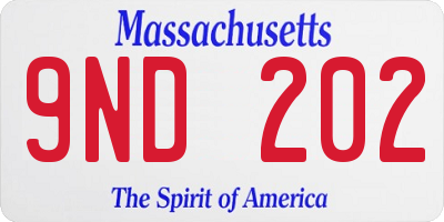 MA license plate 9ND202