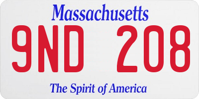 MA license plate 9ND208