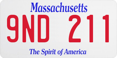 MA license plate 9ND211