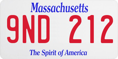 MA license plate 9ND212