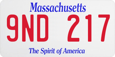 MA license plate 9ND217