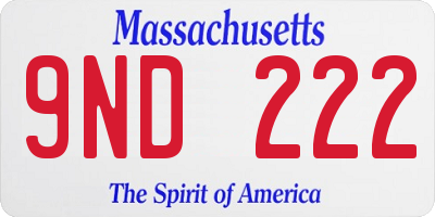 MA license plate 9ND222