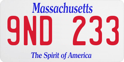 MA license plate 9ND233