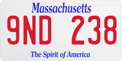 MA license plate 9ND238