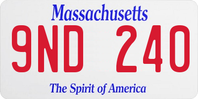 MA license plate 9ND240