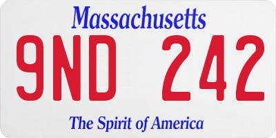 MA license plate 9ND242