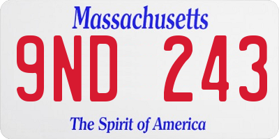 MA license plate 9ND243