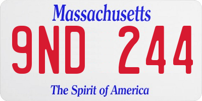 MA license plate 9ND244