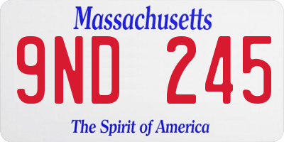 MA license plate 9ND245