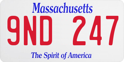 MA license plate 9ND247