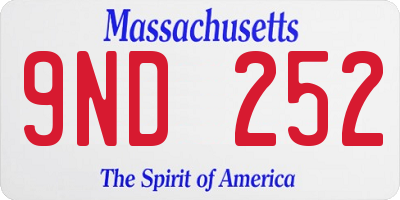 MA license plate 9ND252