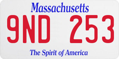 MA license plate 9ND253