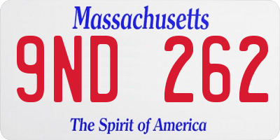 MA license plate 9ND262