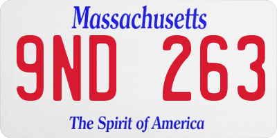 MA license plate 9ND263