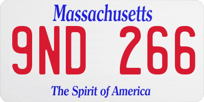 MA license plate 9ND266