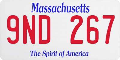 MA license plate 9ND267