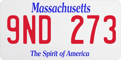 MA license plate 9ND273
