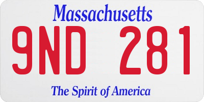 MA license plate 9ND281
