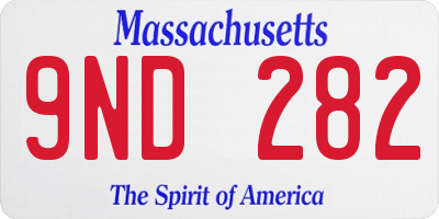 MA license plate 9ND282