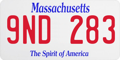 MA license plate 9ND283